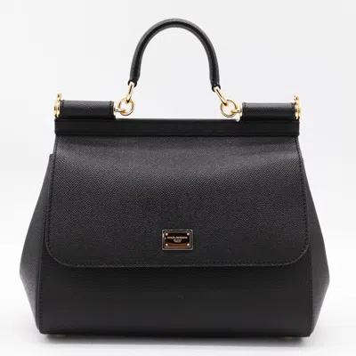 Dolce & Gabbana Black Handbag With Adjustable And Removable Shoulder Strap And Logo Plaque On The Front In Grained L