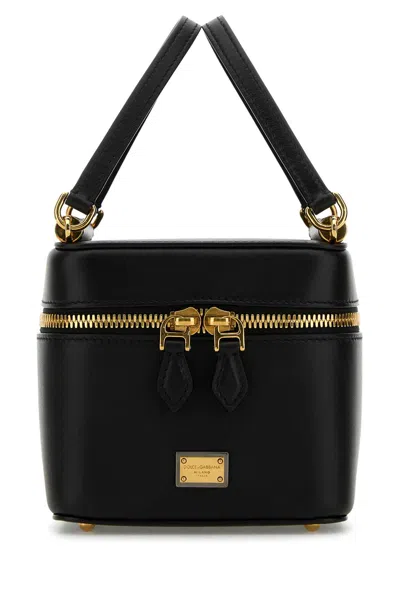 Dolce & Gabbana Black Leather Sicily Cube Handbag