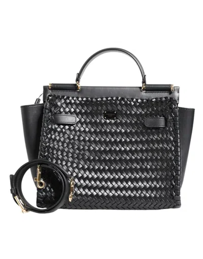 Pre-owned Dolce & Gabbana Black Leather Sicily Top Handle Shoulder Women's Bag ()