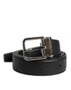 Dolce & Gabbana Black Calf Leather Classic Metal Buckle Belt