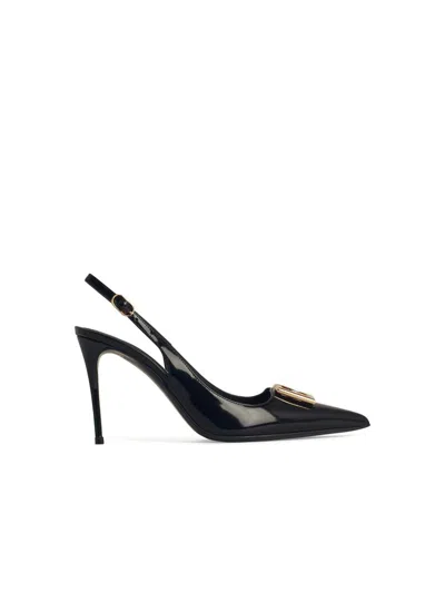 DOLCE & GABBANA DOLCE & GABBANA BLACK LEATHER SLING BACK