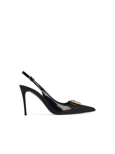 DOLCE & GABBANA DOLCE & GABBANA BLACK LEATHER SLING BACK WOMEN
