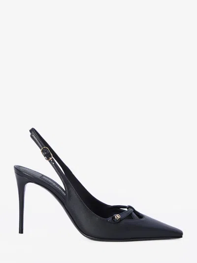 Dolce & Gabbana Kitten Heel Slingback With Cut-out Details In Black