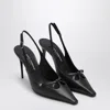 Dolce & Gabbana Leather Slingback With Metal Monogram In Black