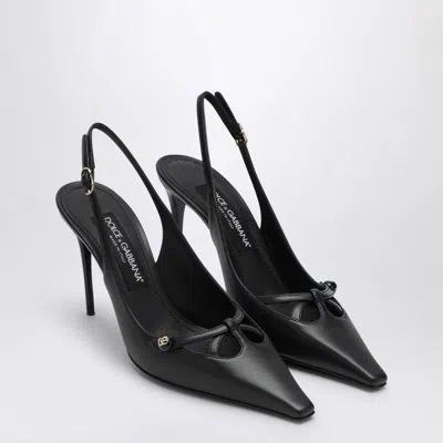 DOLCE & GABBANA BLACK LEATHER SLINGBACK DÉCOLLETÉ