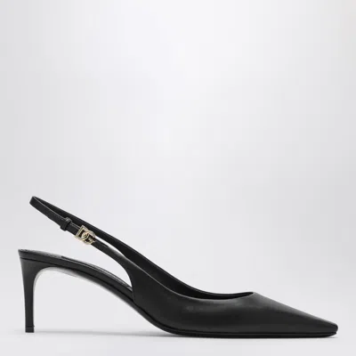 DOLCE & GABBANA BLACK LEATHER SLINGBACK DÉCOLLETÉ