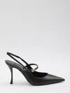 Dolce & Gabbana Pointed Toe Slingbacks With Delicate Ankle Strap In Black
