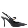 Dolce & Gabbana Pointed Toe Slingbacks With Delicate Ankle Strap In Black