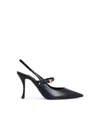 Dolce & Gabbana Pointed Toe Slingbacks With Delicate Ankle Strap In Black