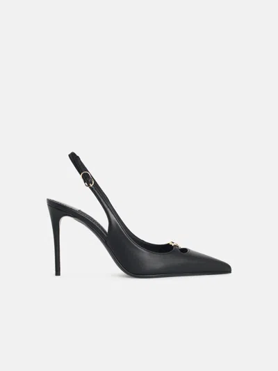 Dolce & Gabbana Black Leather Slingbacks In Multi