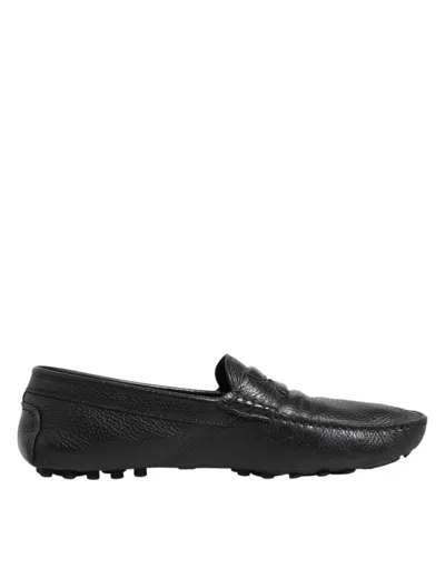 Pre-owned Dolce & Gabbana Black Leather Slip On Mocassin Loafer Men's Shoes ()
