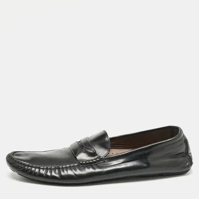 Pre-owned Dolce & Gabbana Black Leather Slip On Penny Loafers Size 45