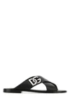Dolce & Gabbana Black Sandals With Criss Cross Bands And Logo Detail In Leather Man