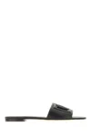 Dolce & Gabbana Black Goat Leather Slides With Signature Dg Logo In Black
