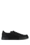 Dolce & Gabbana Round Toe Leather Low Top Sneakers In Black