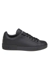 Dolce & Gabbana 'portofino' Black Low Top Sneakers With Logo Lettering Detail In Black