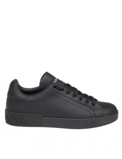 DOLCE & GABBANA DOLCE & GABBANA BLACK LEATHER SNEAKERS
