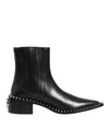 Dolce & Gabbana Black Leather Studded Men Short Boots Shoes In Black