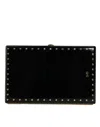 Dolce & Gabbana Black Leather Studs Gold Frame Clutch Evening Purse Bag In Black