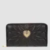 Dolce & Gabbana Devotion Quilted Leather Zip Around Wallet In Black