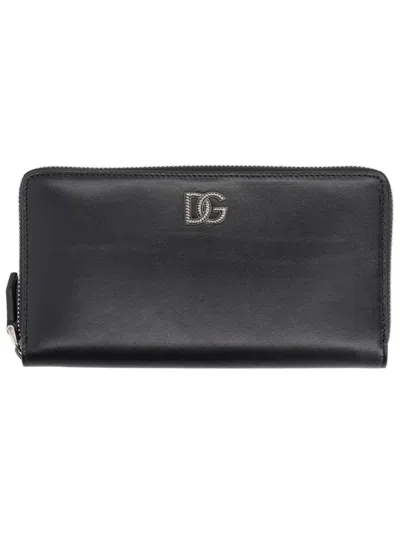 Dolce & Gabbana Dg Leather Wallet In Black