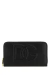 Dolce & Gabbana Calfskin Zip-around Wallet With Dg Logo In Black