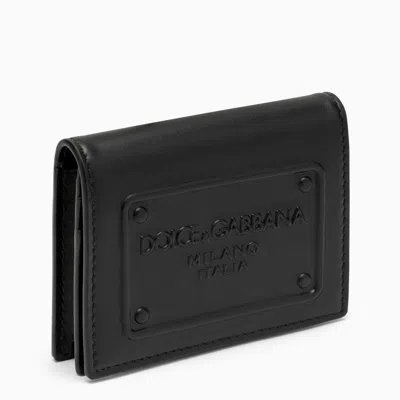 Dolce & Gabbana Black Leather Wallet With Logo For Men In Burgundy