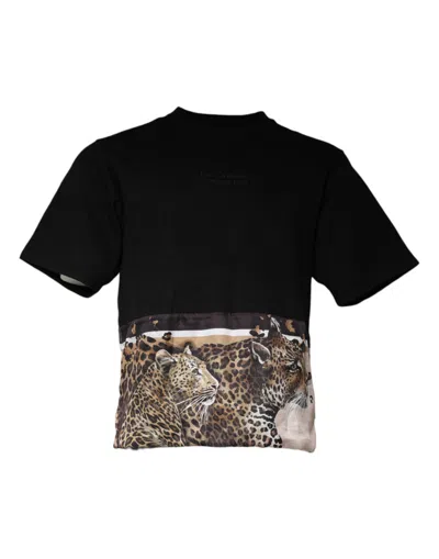 Pre-owned Dolce & Gabbana Black Leopard Cotton Short Sleeves Men's T-shirt ()