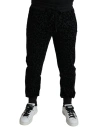 DOLCE & GABBANA BLACK LEOPARD COTTON SLIM FIT JOGGER PANTS