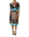 Dolce & Gabbana Black Leopard Floral Silk Sheath Midi Dress In Multi