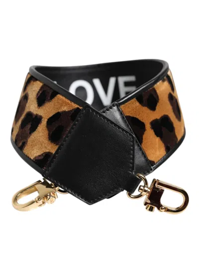Dolce & Gabbana Black Leopard Print Reversible Bag Shoulder Women's Strap In Multi