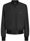 Dolce & Gabbana Black Lightweight Bomber Jacket With Ribbed Cuffs In Black
