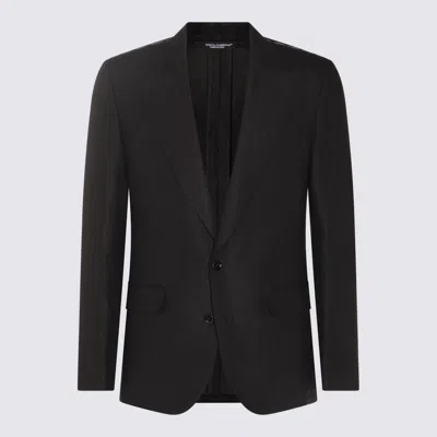 Dolce & Gabbana Black Linen Blazer In Nero
