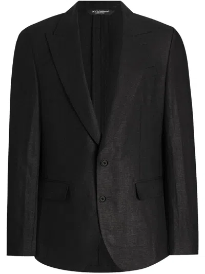 Dolce & Gabbana Wool Jacquard Martini-fit Tuxedo Suit In Black