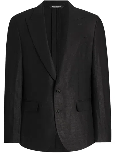 Dolce & Gabbana Black Single-breasted Linen Jacket
