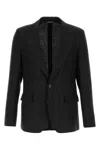 Dolce & Gabbana Linen Blazer With Front Pockets And Long Sleeves In Black