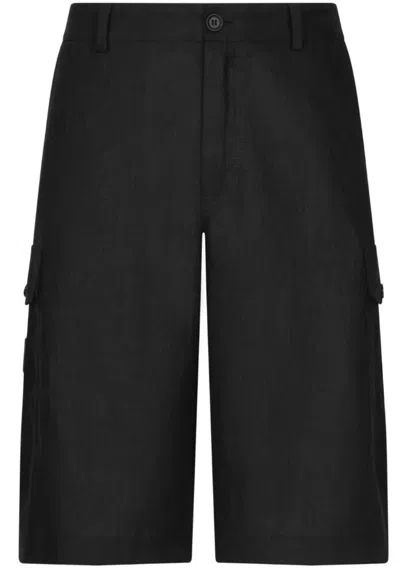 Dolce & Gabbana Black Linen Clothing Shorts