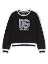 DOLCE & GABBANA BLACK LOGO APPLIQUÉ COTTON SWEATSHIRT