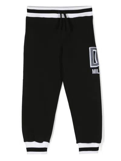 Dolce & Gabbana Kids' Black Logo-appliquéd Track Pants