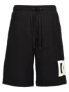 Dolce & Gabbana Black Bermuda Shorts With Contrasting Dg Patch In Black