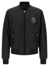 Dolce & Gabbana Dg Logo Patch Bomber Style Jacket In Black