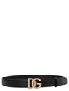 Dolce & Gabbana Black Logo Buckle Belt In Black