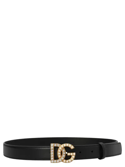 Dolce & Gabbana Black Logo Buckle Belt
