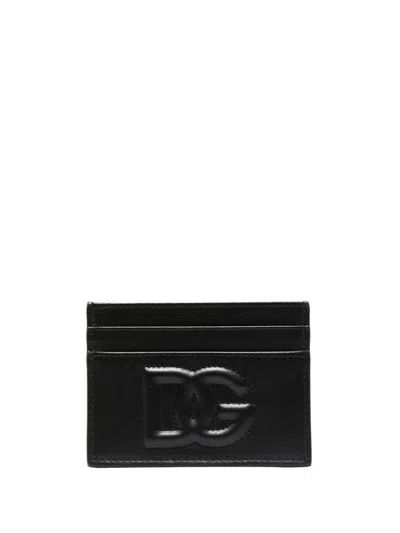 Dolce & Gabbana Calfskin Dg Logo Card Holder Accessories In Black
