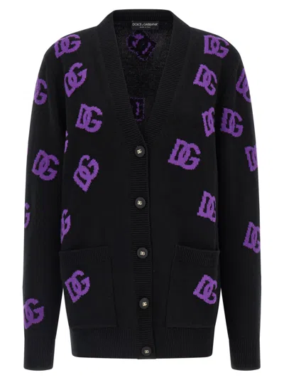 DOLCE & GABBANA BLACK LOGO CARDIGAN