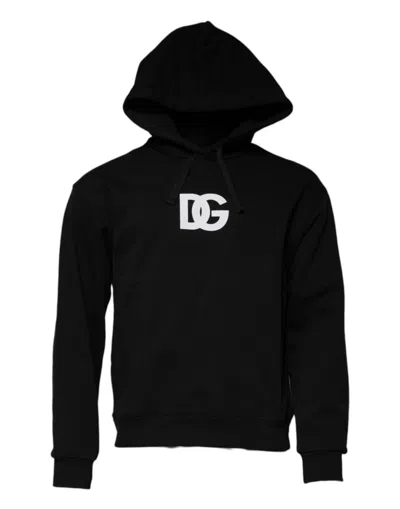Pre-owned Dolce & Gabbana Black Logo Cotton Hooded Sweatshirt Men's Sweater ()