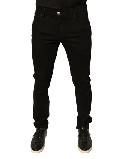 Pre-owned Dolce & Gabbana Black Logo Cotton Stretch Skinny Denim Men's Jeans ()