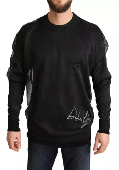 Pre-owned Dolce & Gabbana Black Logo Crewneck Long Sleeve Pullover Men's Sweater ()
