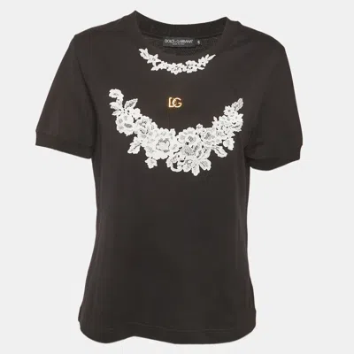 Pre-owned Dolce & Gabbana Black Logo Detail Jersey Crewneck T-shirt L