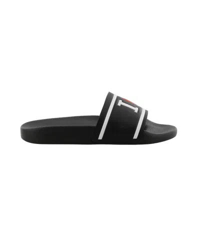 DOLCE & GABBANA BLACK LOGO DETAIL SANDALS